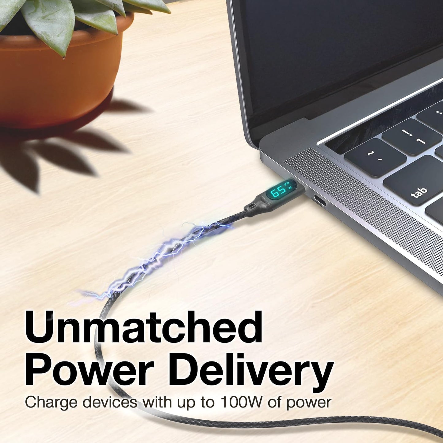 BoxWave TIMMKOO Q5 MP3 (6ft) (100W), Cable Compatible with WiFi Player with Bluetooth - PowerDisplay PD Cable - USB-C