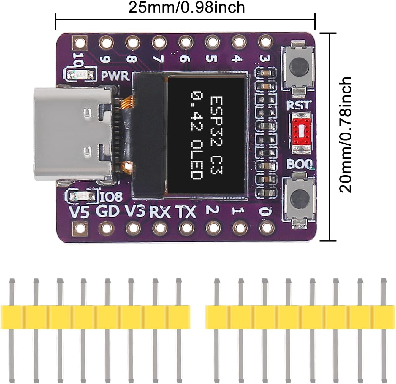 AITRIP 1PCS ESP32-C3 0.42-Inch OLED Development Board Ceramic Antenna Mini Development Board WiFi Bluetooth Screen