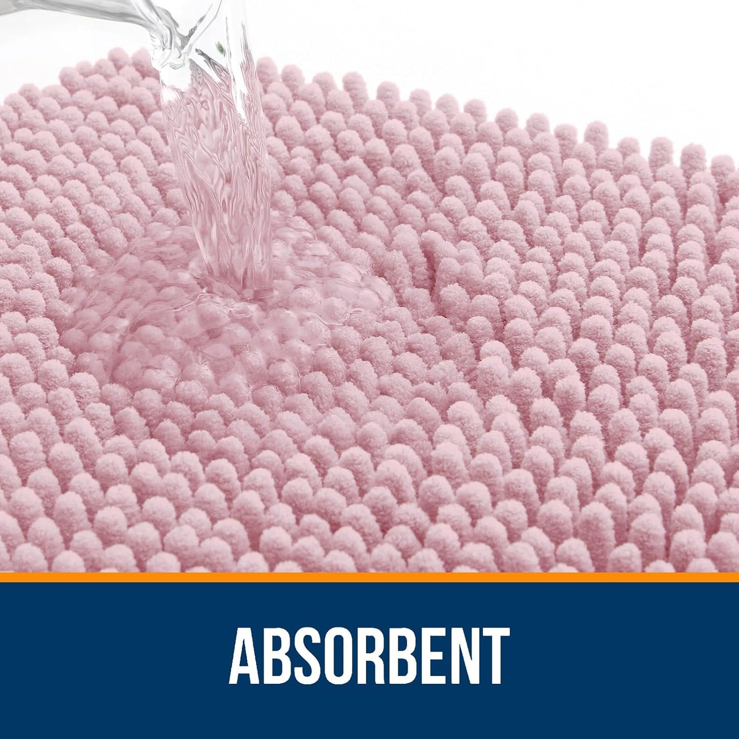 OLANLY U-Shaped Toilet Rugs - Extra Soft Chenille Bathroom Mat, Quick-Dry & Non-Slip | 24x20, Dusty Rose