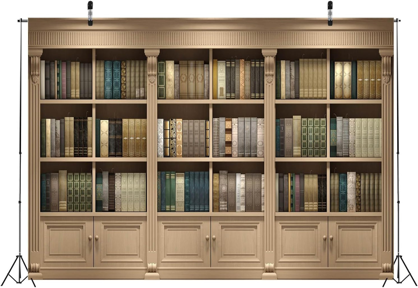 BELECO 7x5ft Fabric Bookshelf Backdrop Library Study Room Office Bookcase Books Background for Video Conference Zoom
