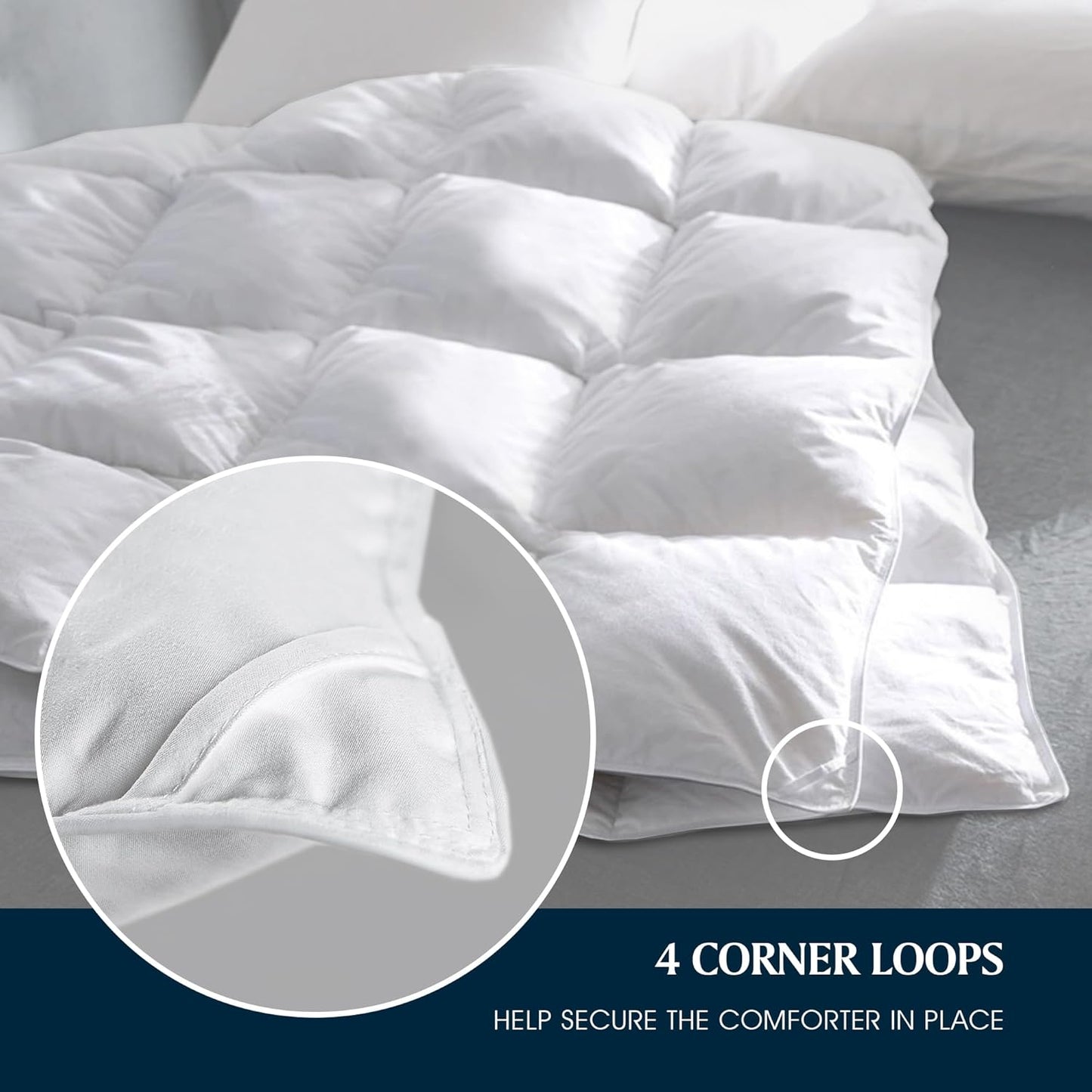 Serta Goose Feather Down Comforter - Hypoallergenic King Size Duvet Insert | 100% Cotton, All-Season Warmth, 106 x 90 Inch White