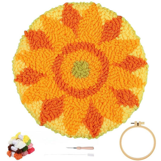 YEESAM Art Punch Needle Kit with Sunflowers Patterns, Full Set DIY Punch Needle Tufting Coaster Yarn Rug Embroidery Set with Hoop Tool, Easy Craft for Adults Beginners