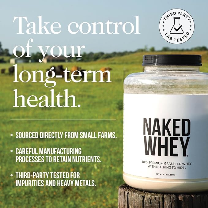 NAKED Whey Double Chocolate Grass Fed Whey Protein Powder, No GMO, No Soy, and Gluten Free. Nothing Artificial, Aid Growth and Recovery - 53 Servings
