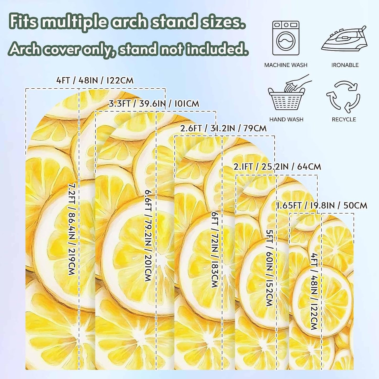 Jnbasdffb Summer 6.6 Lemon Wedding Arch Cover, Stretchy Spandex Arch Backdrop Stand Covers FT, Modern Oil Painting