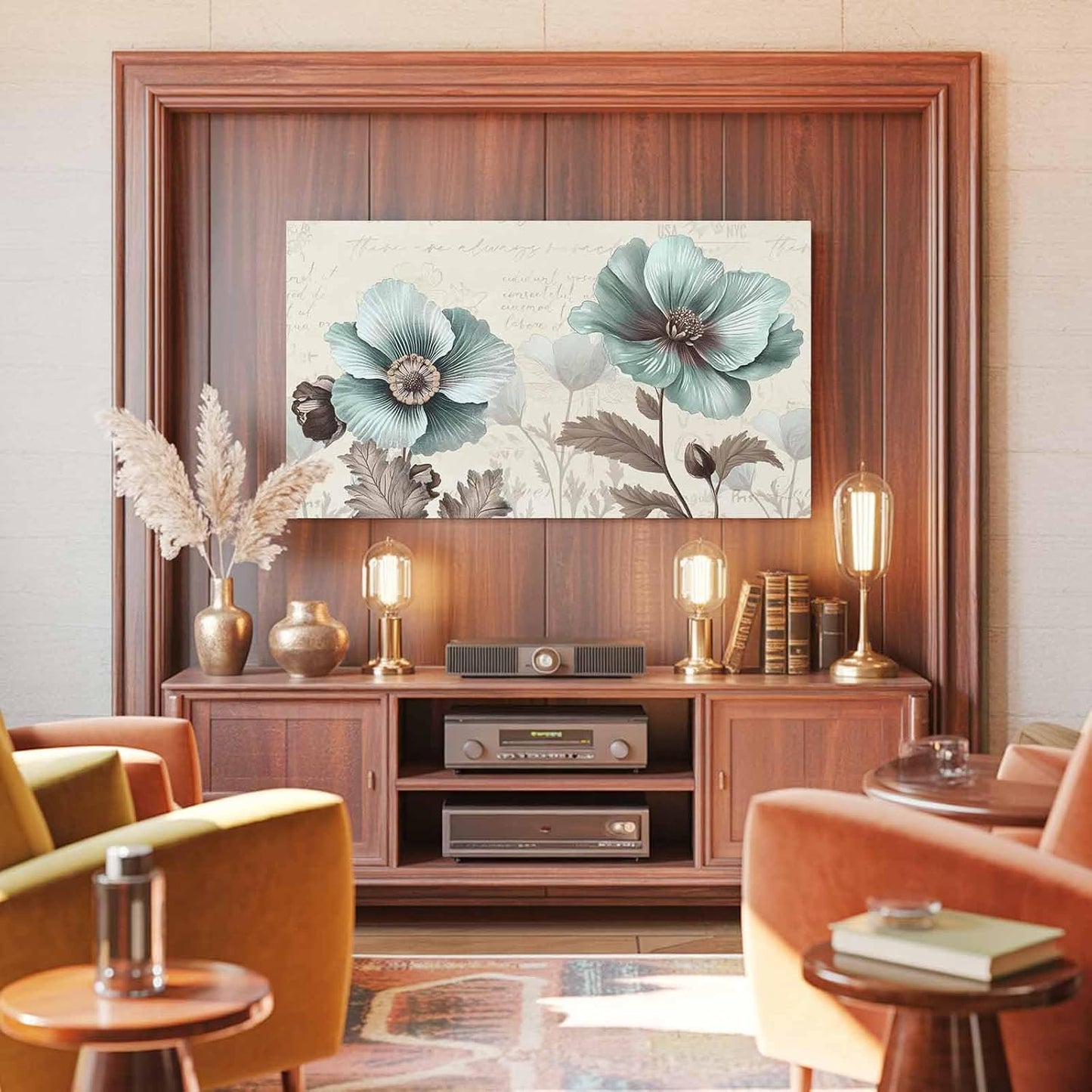 Singingin 65 Inch, Victorian Style TV Dust Cover Vintage Blue Flowers Broccoli Computer Monitor Cover Dustproof