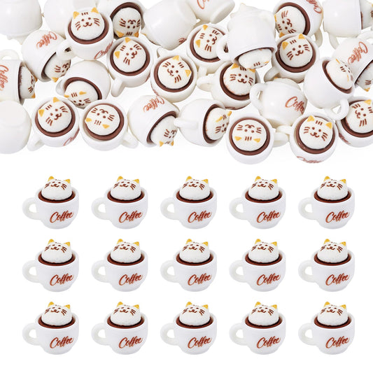 Magibeads 35Pcs Cat Coffee Cup Mini Ornaments Resin Cup Miniatures 3D Model Micro Landscape Dollhouse Decorations Fake Mugs Drink Food Cute Table Desk House Decor Party Supplies 17.5x23x19mm