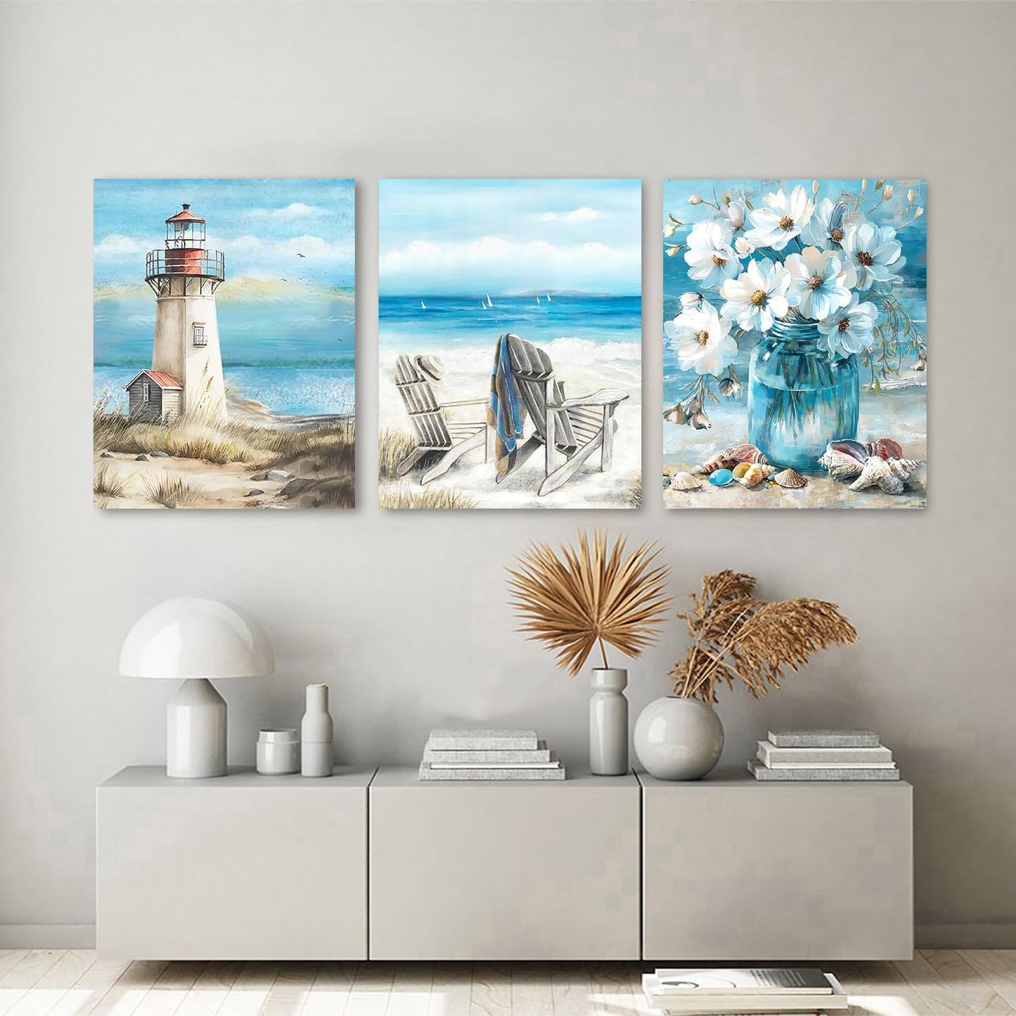 6 Pack Beach Diamond Art Kits for Adults - 5D Lighthouse Diamond Dots Painting Kits for Beginner,DIY Seagulls Round Full Drill Paintings with Diamonds Gem Art for Home Wall Decor Gifts 11.8x15.7inch