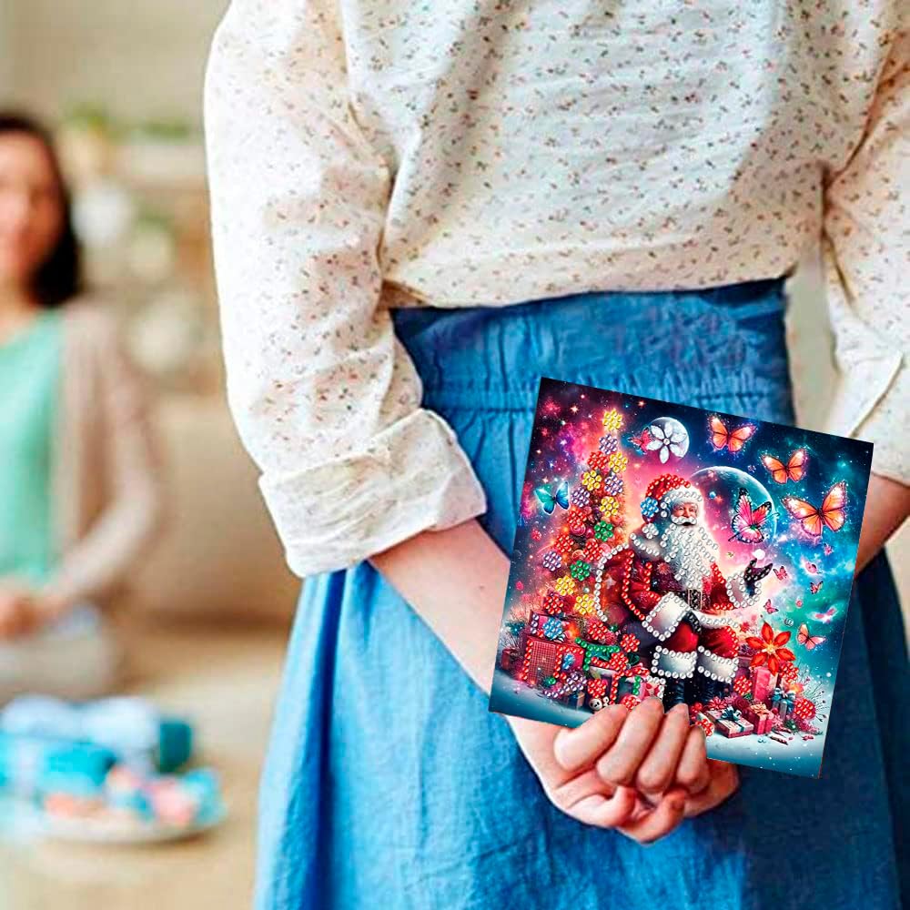 ACSAUMMY Diamond Art Painting Christmas Cards, 12 Pack DIY 5D Diamond Greeting Cards Kits for Adults Diamond Xmas Greeting Cards with Envelopes Gem Christmas Gifts for Families, Friends, Partners