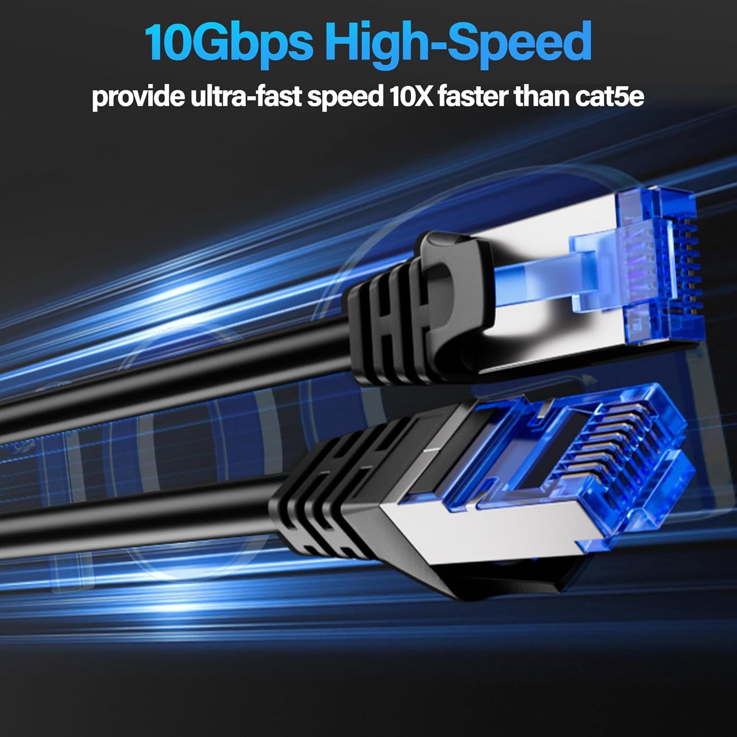 TuokaJu Cat6A 10Gbps 3 (10 Pack), 6, 28AWG Cat6 6a Ethernet Cable Shielded ft Slim Shielded (F/UTP) Ethernet Cable Cat