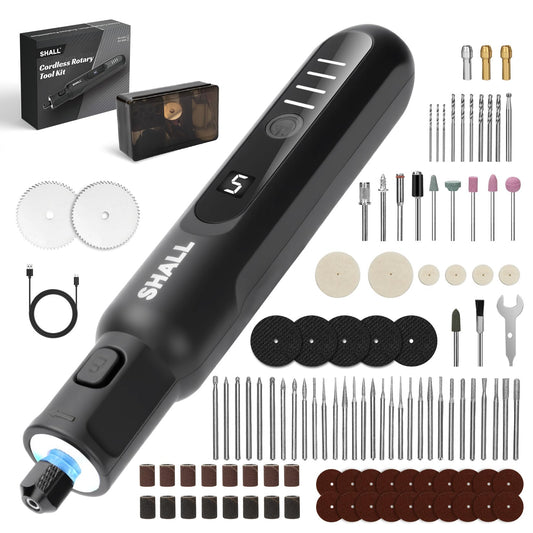 SHALL Cordless Rotary Tool Kit, 3.7V Mini Rotary Tool with 5 Speed and 104 Accessories, Multi-Purpose Power Engraving Tool for Sanding, Cutting, Carving, Drilling, Polishing, DIY Crafts - Type-C