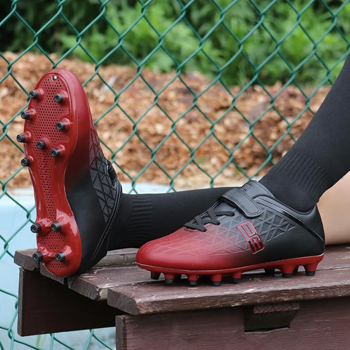 brooman Kids Firm Ground Soccer Cleats Boys Girls Athletic Outdoor Football Shoes