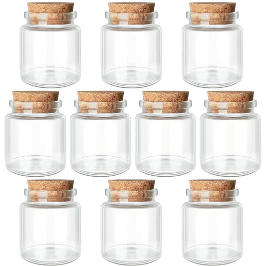 50ml / 1.69 oz. 10pcs Mini Glass Bottles with Cork, Small Glass Jars, Potion Bottles, Glass Vials, Message in a Bottle, Spell Jars with Cork Lids for Display Party Favors DIY Decoration Wedding Gift