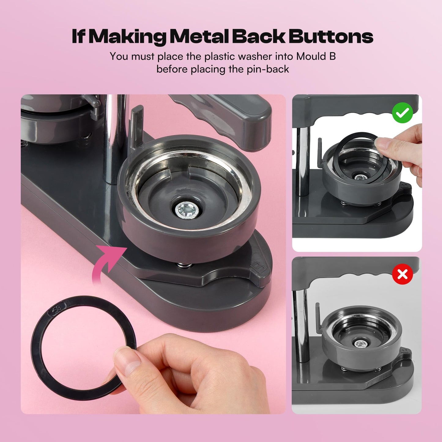 Caydo 2.25in(58mm) Button Maker Machine, Pin Maker Machine for Anime Fans DIY Badge Making Press Kit, Create Fan Pins for Conventions, Anime Meetups & Band Parties, Gifts for Young Adults