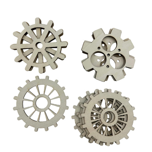 WEOSMIRA 15 PCS Wood Gear Set 3 Styles Wood Gear Cutouts Unfinished Wood Gear Crafts Decorations DIY Paint Craft Supplies Party Decoration Craft Project