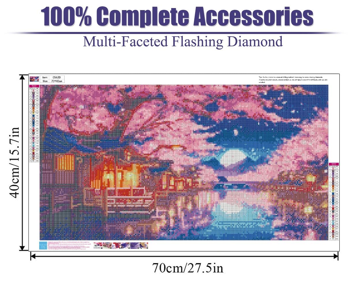 pchmcu Large Diamond Art Kits for Adults - 5D Sakura Diamond Painting Kits for Adults,DIY Full Drill Crystal Rhinestone Arts and Crafts,Picture Paint with Diamond Home Wall Decor 27.5 X 15.7inch