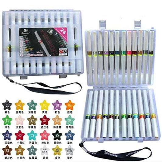 BEMLP 24 Colors Art Markers Superior Wink Marker Brush Glitter Markers Brush Pen For Sparkle Shine To Lettering Stamping Project (24 Colors)