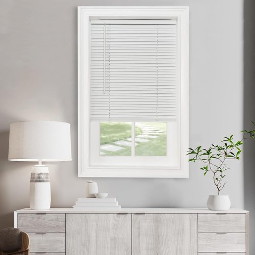 Achim Home Decor Cordless Mini Blinds - Light Filtering, 44" W x 64" L, Pearl White - GII Morningstar Horizontal