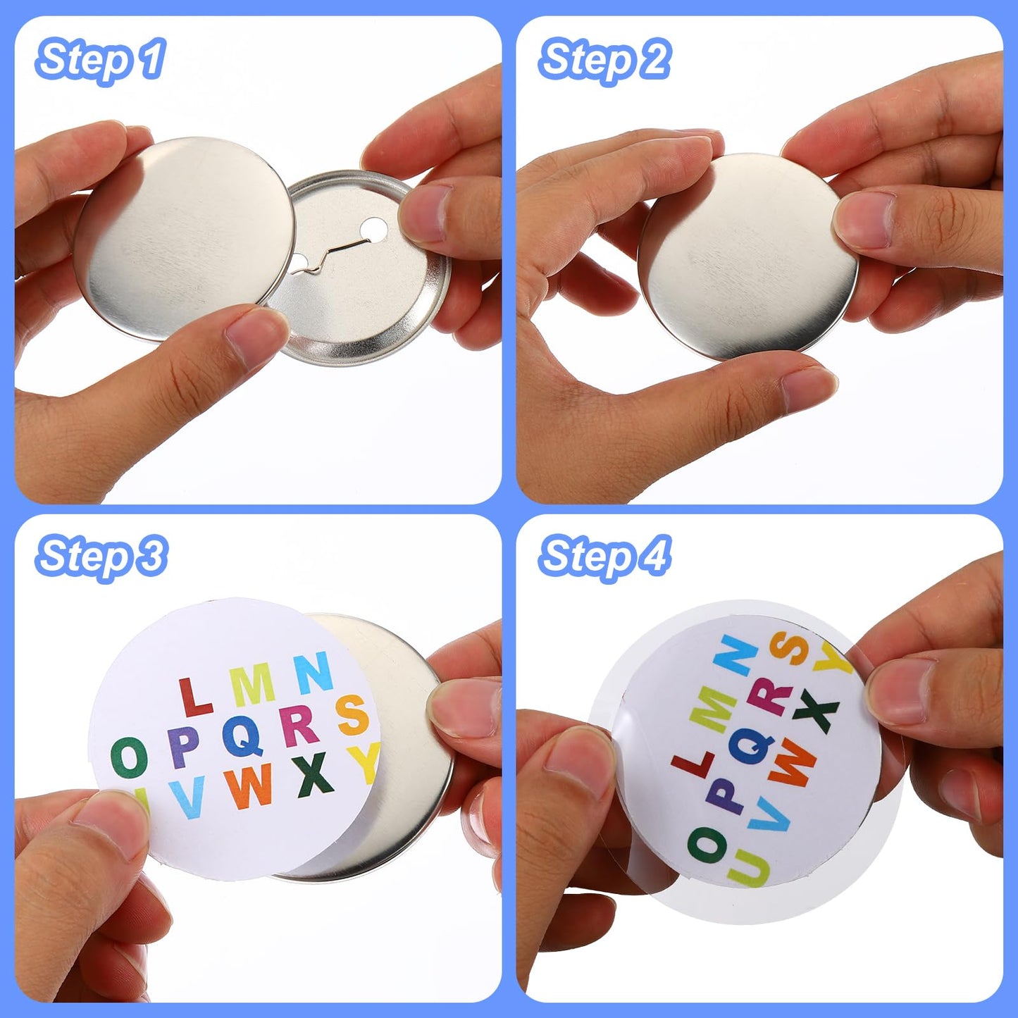 PATIKIL 75mm / 2.95inch Metal Button Parts Supplies for Button Maker Machine Round Pin Maker, Every Set Includes Metal Top, Metal Clip Bottom & Plastic Film (200 pcs)