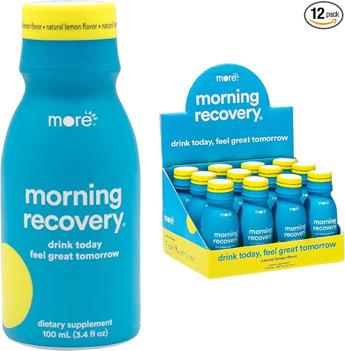 Morning Recovery Electrolyte, Milk Thistle Drink Proprietary Formulation to Hydrate While Drinking, Highly Soluble Liquid DHM, Non GMO, Vegan, Gluten-Free, Original Lemon, Pack of 12