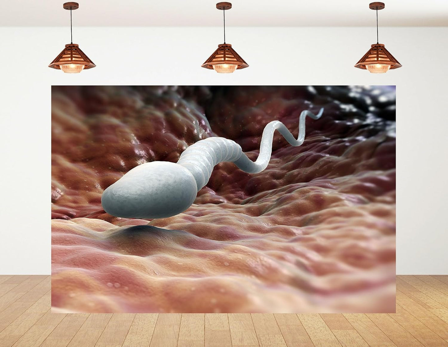 KeyWork 5x4ft Sperm Cell Backdrop Microscopic Reproductive Tissue View Photography Background for Medical Conference