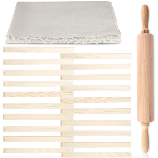 22 Pcs Pottery Tools Set with Clay 10 Size Rolling Pin Guides Wood Rolling Pin Linen Tablecloth for Ceramic Clay Making