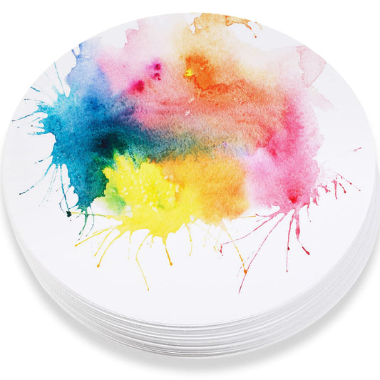 TaoBary 60 Pack Watercolor Paper Round 250 GSM Cold Pressed Watercolor Paper 10 Inch Diameter Ideal for Most Wet and Dry Media, Ideal for Beginners, Artists and Specialists