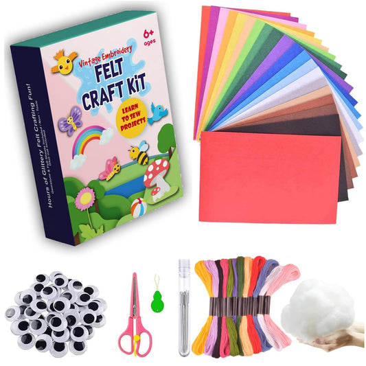 Full Sewing Felt Sheets Craft Kit, 20Pcs 8"x 12" Assorted Color Craft Felt Sheets, with Wiggle Eyes, Embroidery Floss Etc for Crafts DIY, Home Decor, Sewing,School Projects