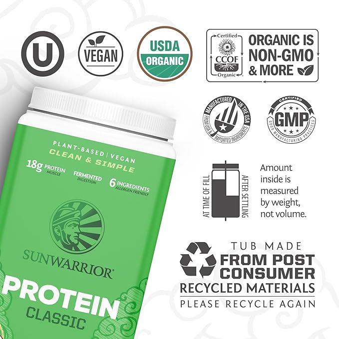 SUNWARRIOR Organic Brown Rice Protein Chocolate, 750 GR