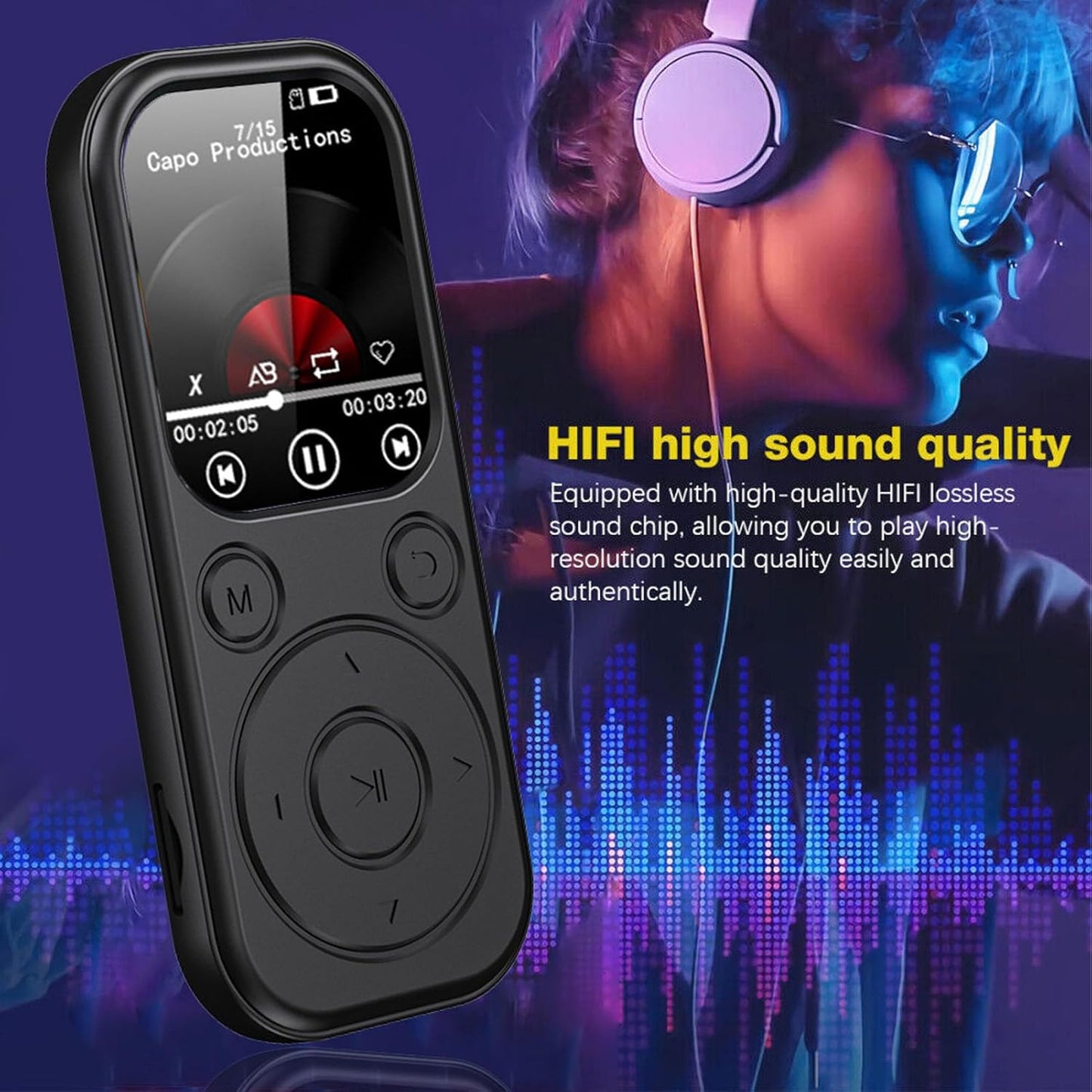 Bewinner MP3 5.4, 2.01 Inch 128GB 32G Player with Bluetooth HiFi Sound Quality Portable Music Player with Screen
