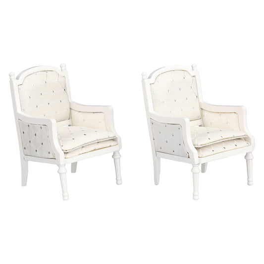 White Wooden Dollhouse Armchairs, Set of 2 Mini Lounge Chairs for Dollhouses, Realistic Furniture for 3–6 Inch Dolls
