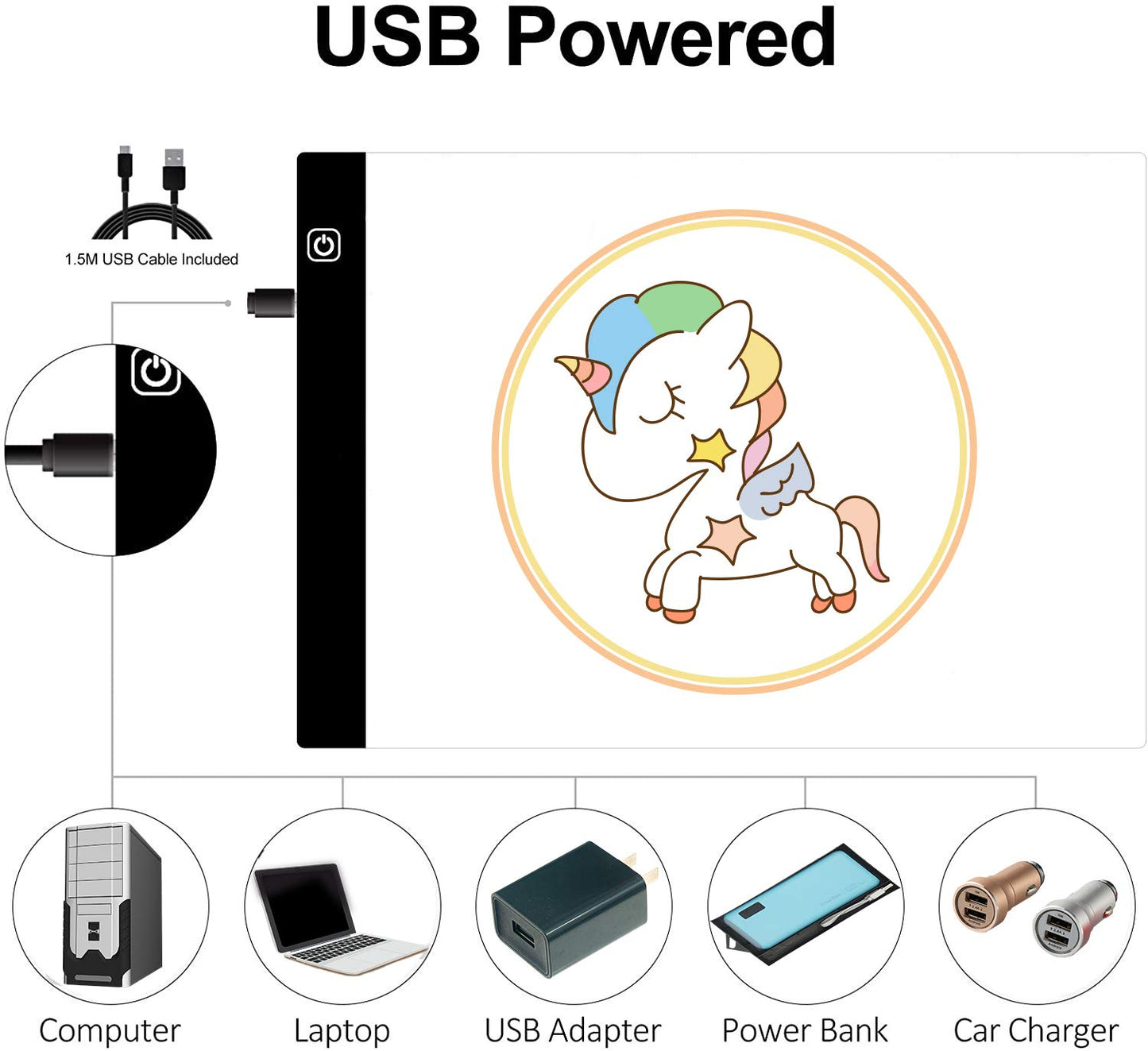 A4 LED Light Pad for Diamond Paint Kits, Super Bright USB Powered Light Board Kit with Detachable Stand, and Black Pad Clip (Pad and Bag)