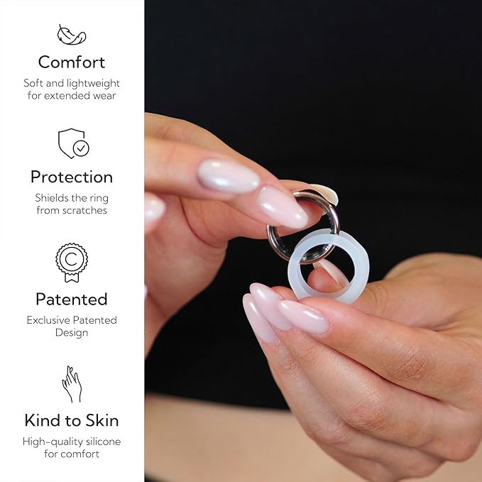 Rinfit Smart Ring Protector - Silicone Ring Enhancer for Active Lifestyle and Gym - StyleFit U.S. Design Patent - Frosted, Size 12