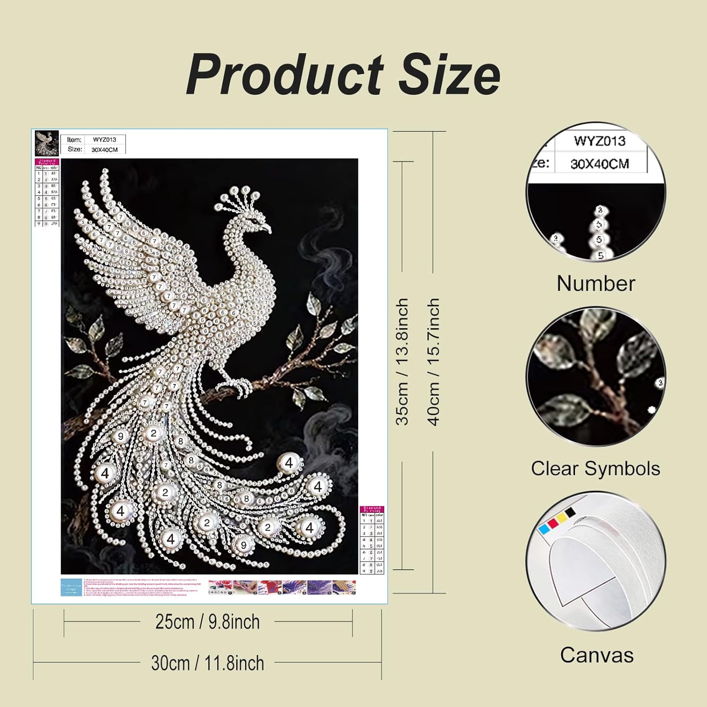 BSNRCH 5D Diamond Art Pearl Painting Kits for Adults,Special Shape Diamond Art Kits for Peacock, DIY 3D Plastic Pearl Painting Kit for Home Wall Decoration 12 × 16 inch