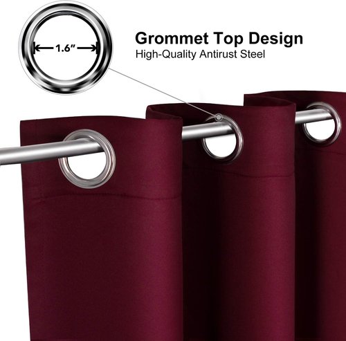 ChrisDowa Small Window Curtains - Grommet Thermal Insulated Room Darkening Panels (Burgundy Red, 42 x 36 Inch)