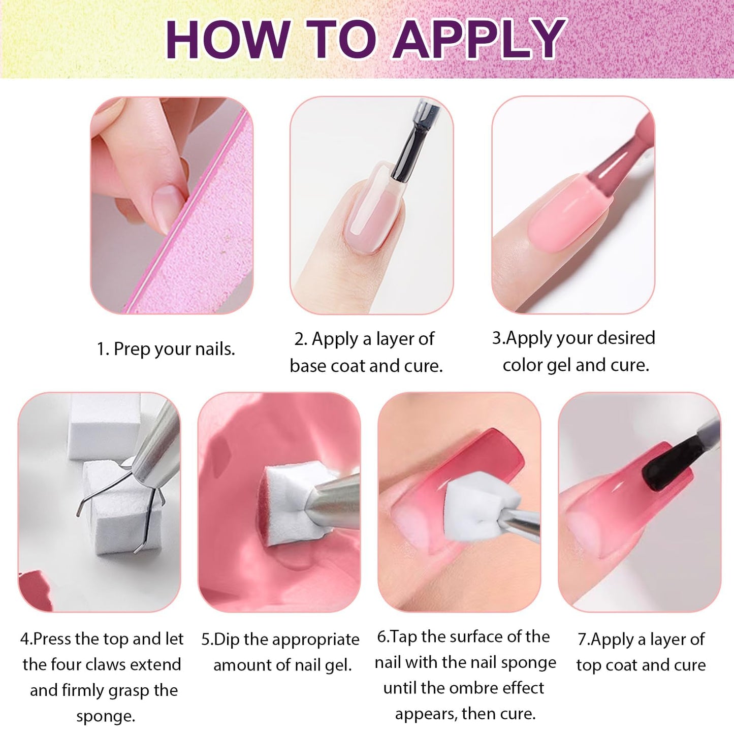 U-Shinein Gradient Painting Gel, 4 Colors Ombre Gel Nail Polish Include White Nude Almond Black Sponging for Pigment Pat Nails French Manicure Soak Off UV DIY Nail Art Essentia Set