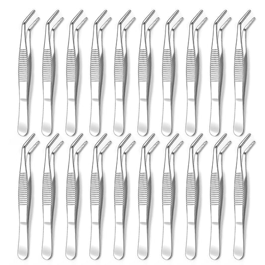 20Pack Stainless Steel Tweezers with Curved Tip Curved Serrated Tip Multipurpose Forcep for Craft, Sewing Machine, DIY Crafts, Jewelry Making, Electronics Repair, Precision Work & Hobby Project