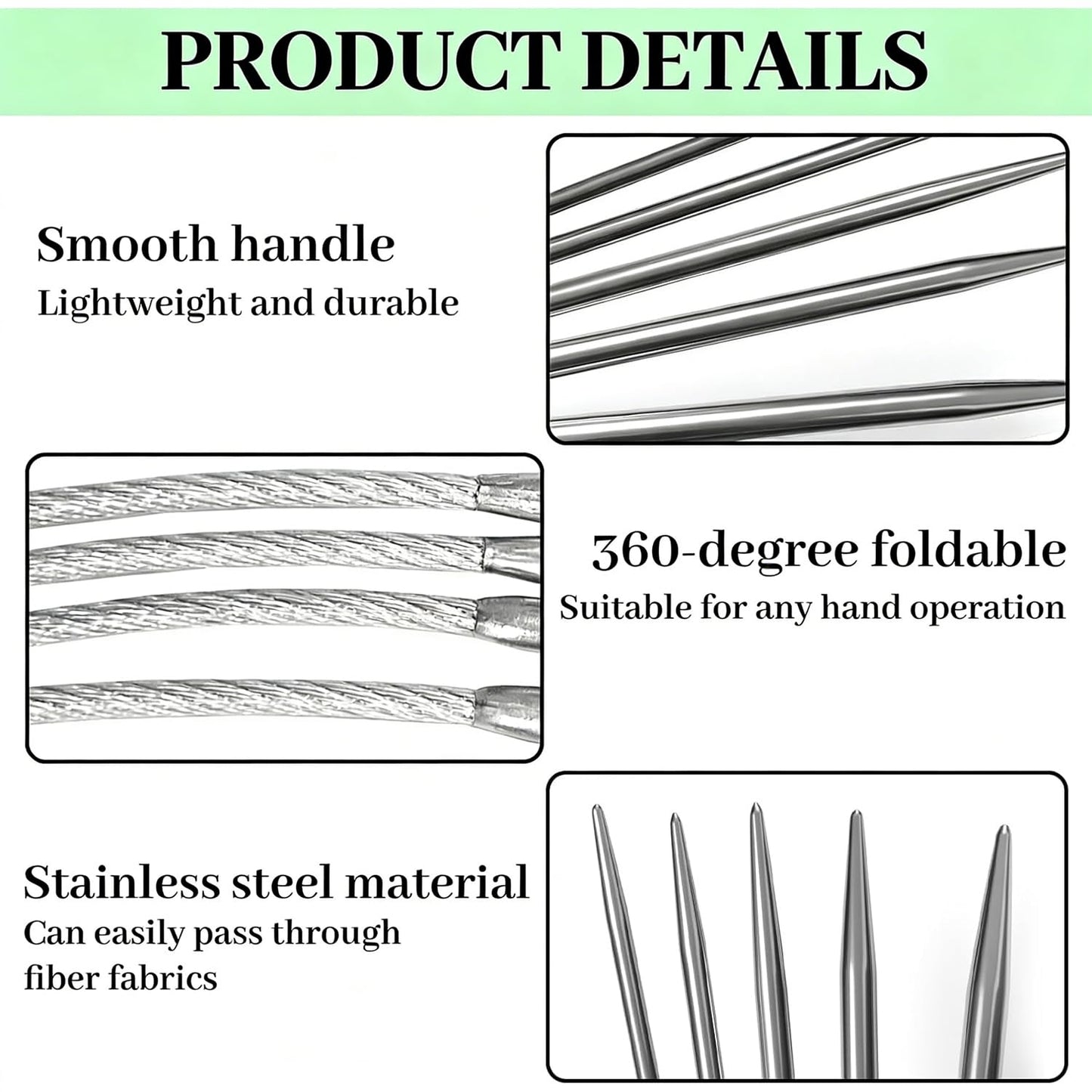 18 Pcs Stainless Steel Circular Knitting Needles Set, Crazy Trio Style Sock Knitting Needles for Hats & Gloves, Sizes 2–4.5 mm, Complete Crochet & Knitting Set for Beginners
