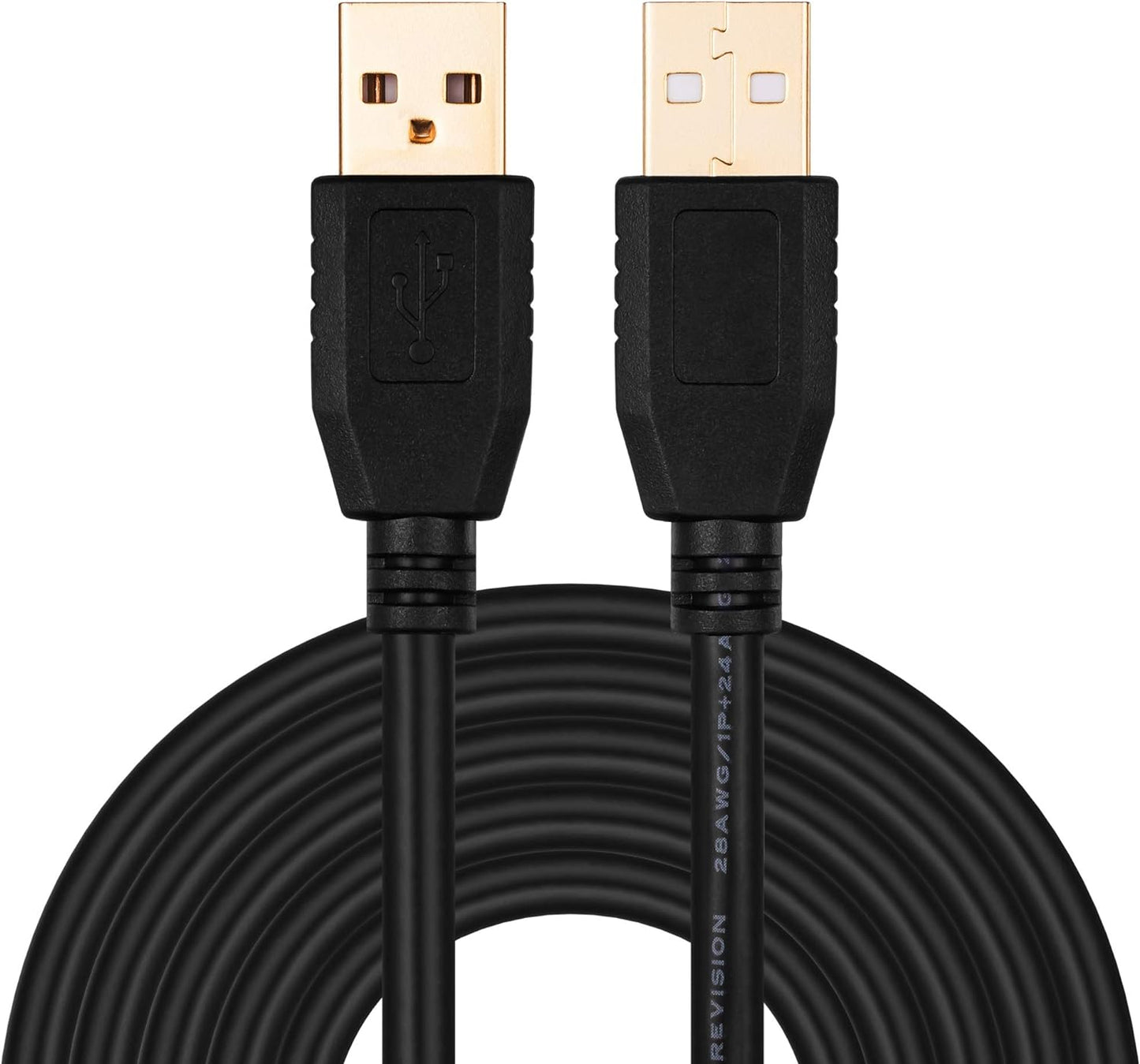 50Ft, Cameras(15M/50Ft) Tan QY USB A to A Male Cable Double End USB Cord with Gold-Plated Connector for Hard Drive