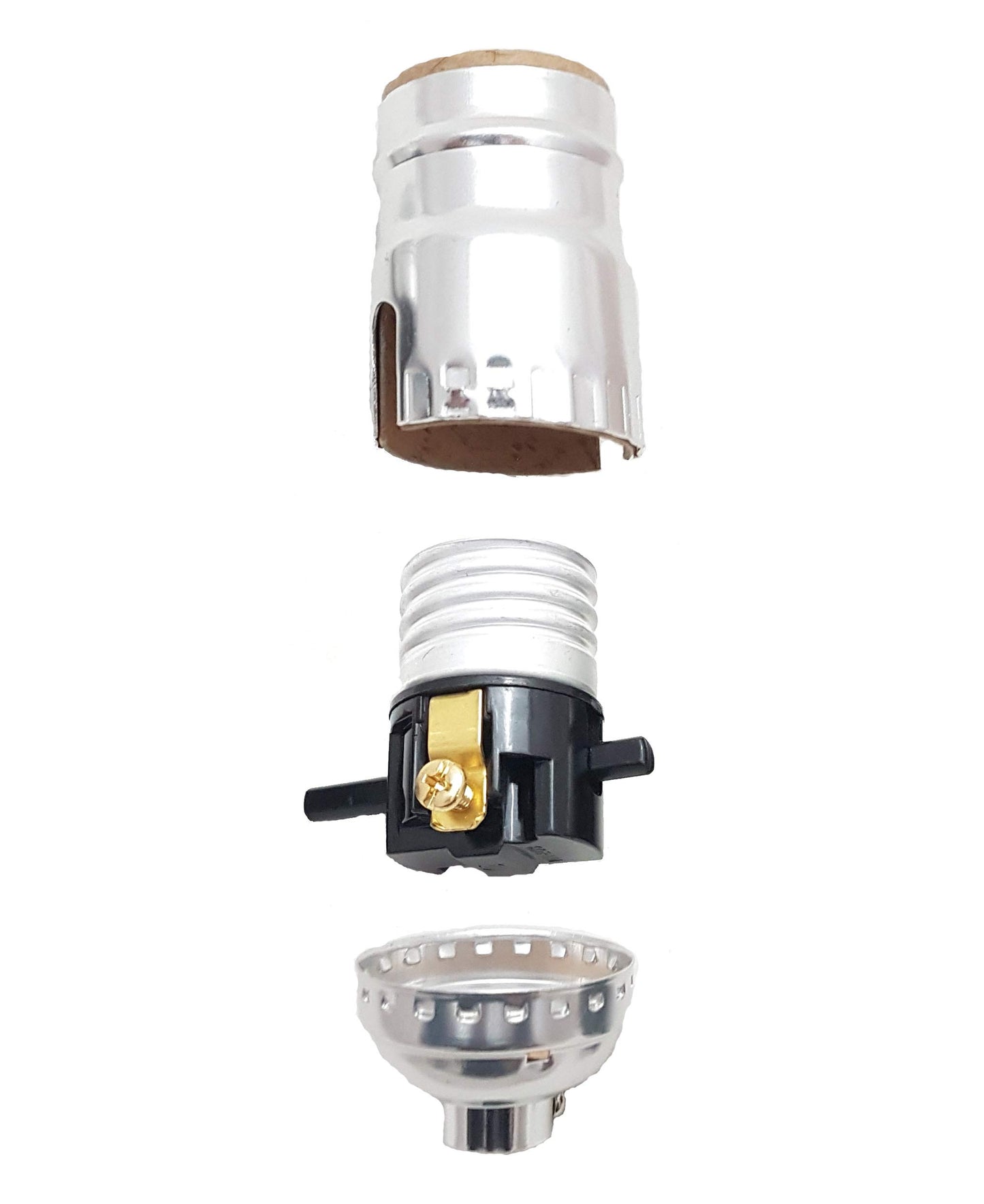 B&P Lamp® Nickel Plated Finish Table Lamp Wiring Kit with a 7 Inch Harp and Push-Thru Socket