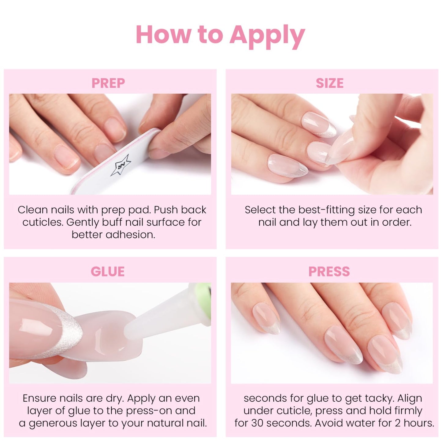 Nail Reformation Press On Nails, Soft Sakura | Floral Medium Almond Fake Nails with Gold Flecks on Sheer Nude Base, Salon Quality, Reusable Stick On Nails in 15 Sizes - 30 Nail Kit, Gifts for Women