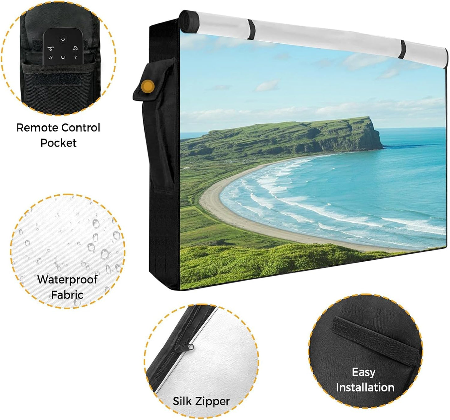 EZON-CH 40-43 inch Outdoor TV Cover Vintage Plants Weatherproof TV Screen Protector Spring Lavender Flowers Butterflies