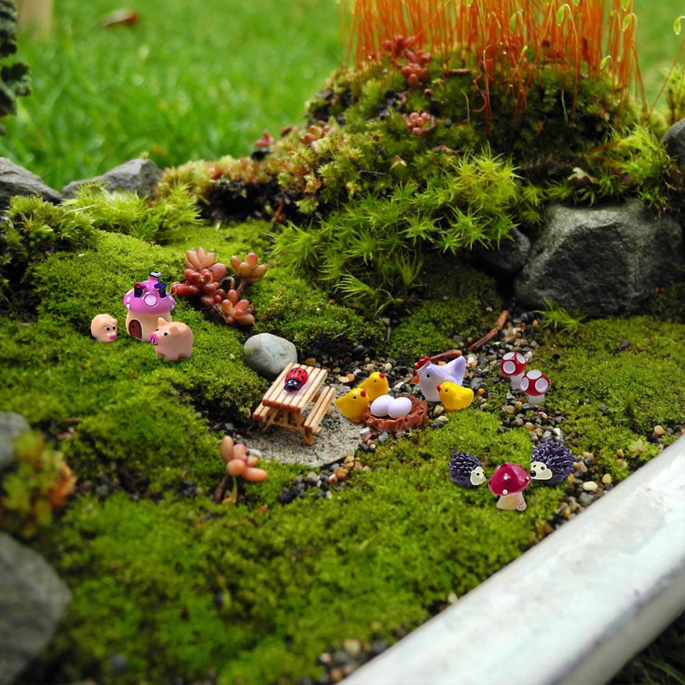 Dracarys Selected 100 Pcs Fairy Garden Accessories, Mini Resin Animals, Miniature Figurines, Micro Landscape Ornaments Kit, Garden DIY Animals, Environmental Resin, Forest Encounters