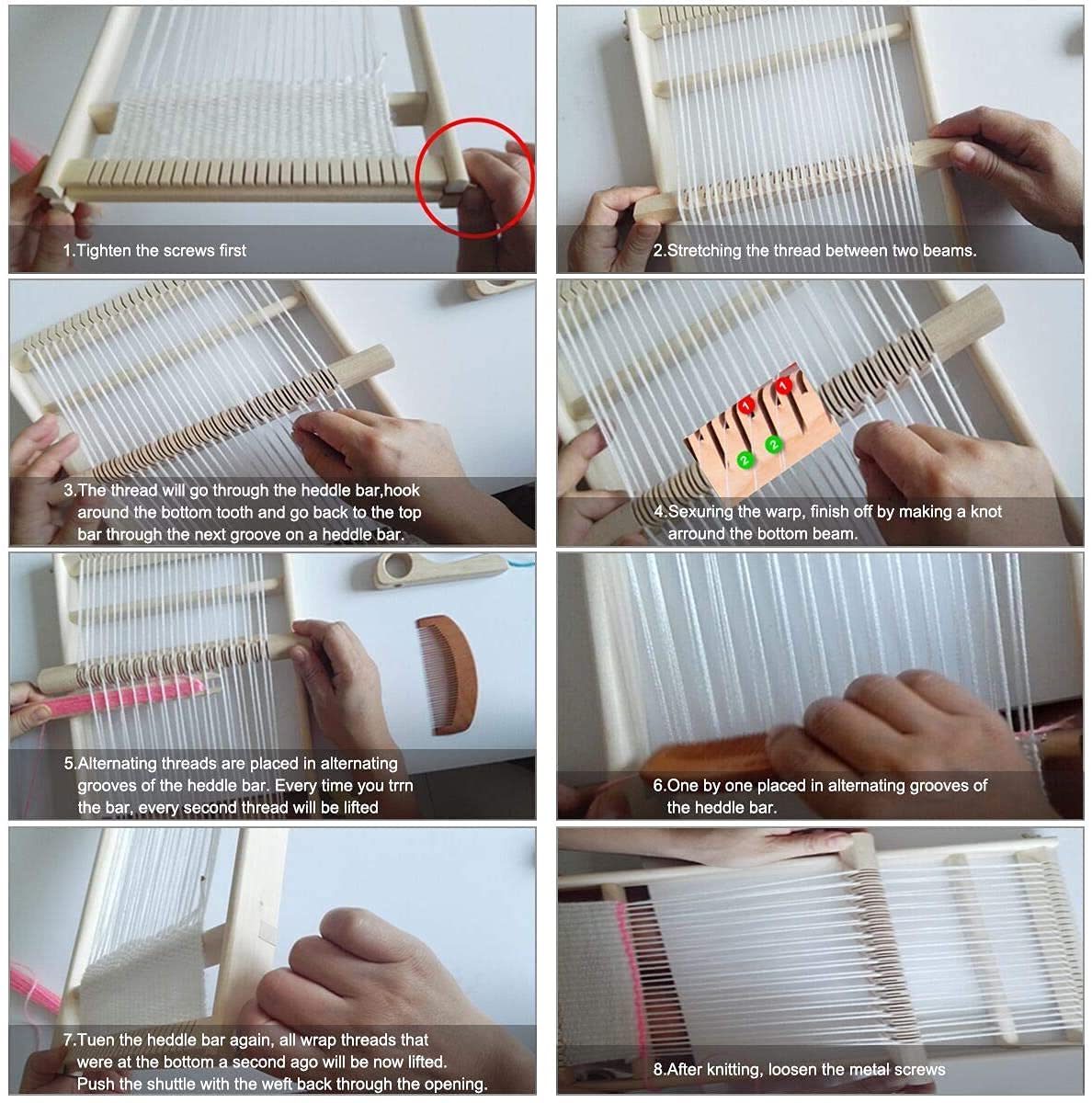 Ayasee Wooden Weaving Loom, Multi-Craft Weaving Frame to Handcraft for Beginners, 15.35x9.84in/39x25cm