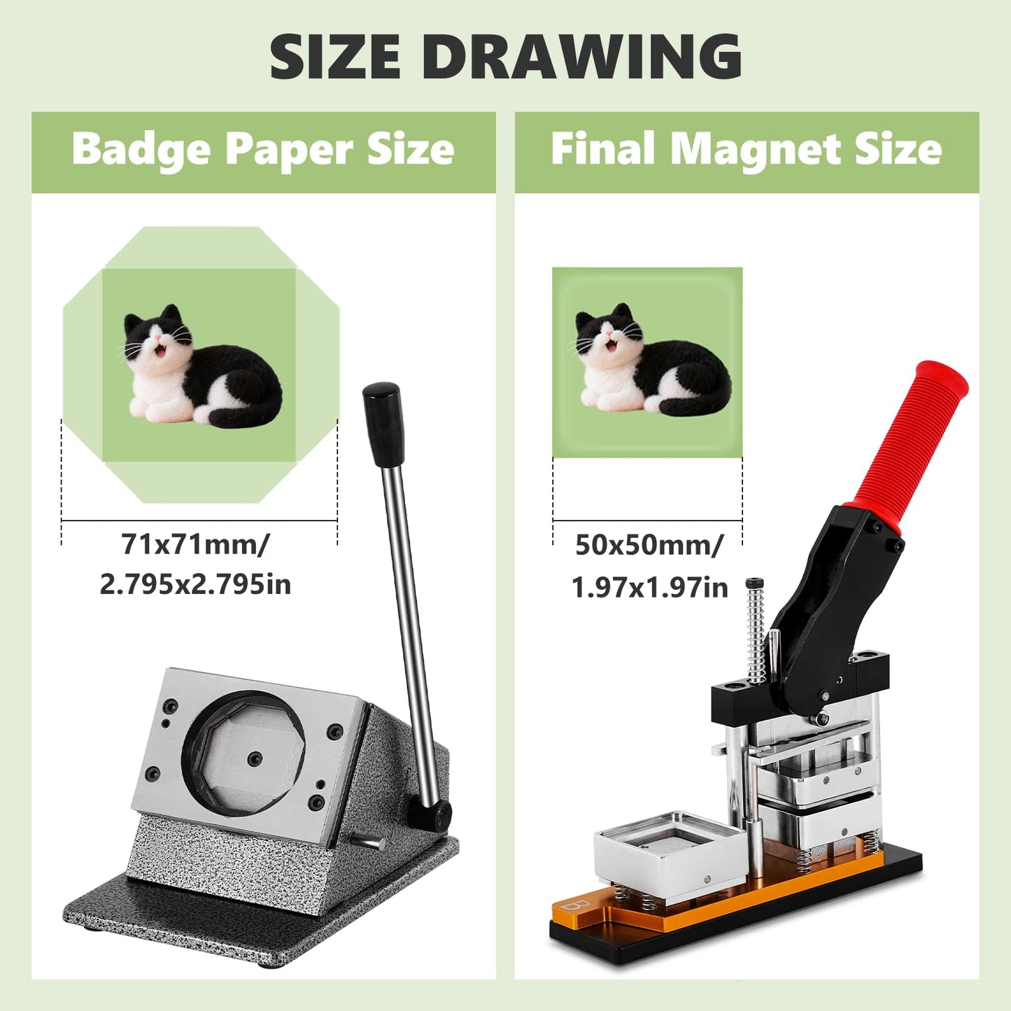 Saladulce 2x2inch Square Magnet Maker Machine Kit DIY Fridge Magnets Making Kit with 200 Sets Supplies&100 Papers, 50x50mm DIY Photo Magnet Making Machine Kit
