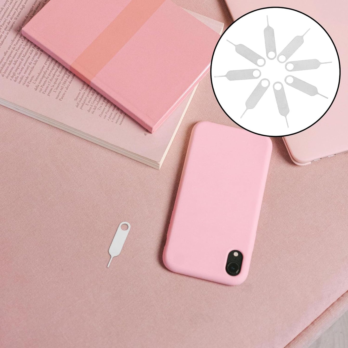 500pcs Set, WOONEKY Sim Card Removal Tool Stainless Steel Ejector Pin with Anti-Lost Design, Universal Sim Tray Ejector