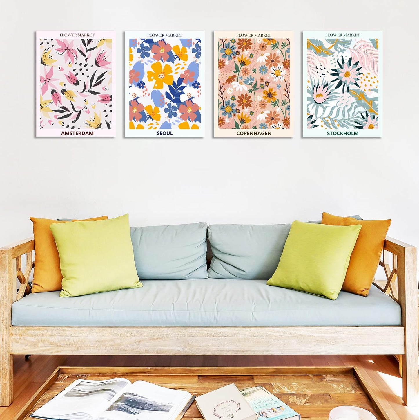 Lanzeyo Diamond Painting Kits for Adults Flower Diamond Art Kits for Beginners Diamond dot Kits Floral Wall Art DIY Adults Crafts 4PCS Gem Art (Flower)