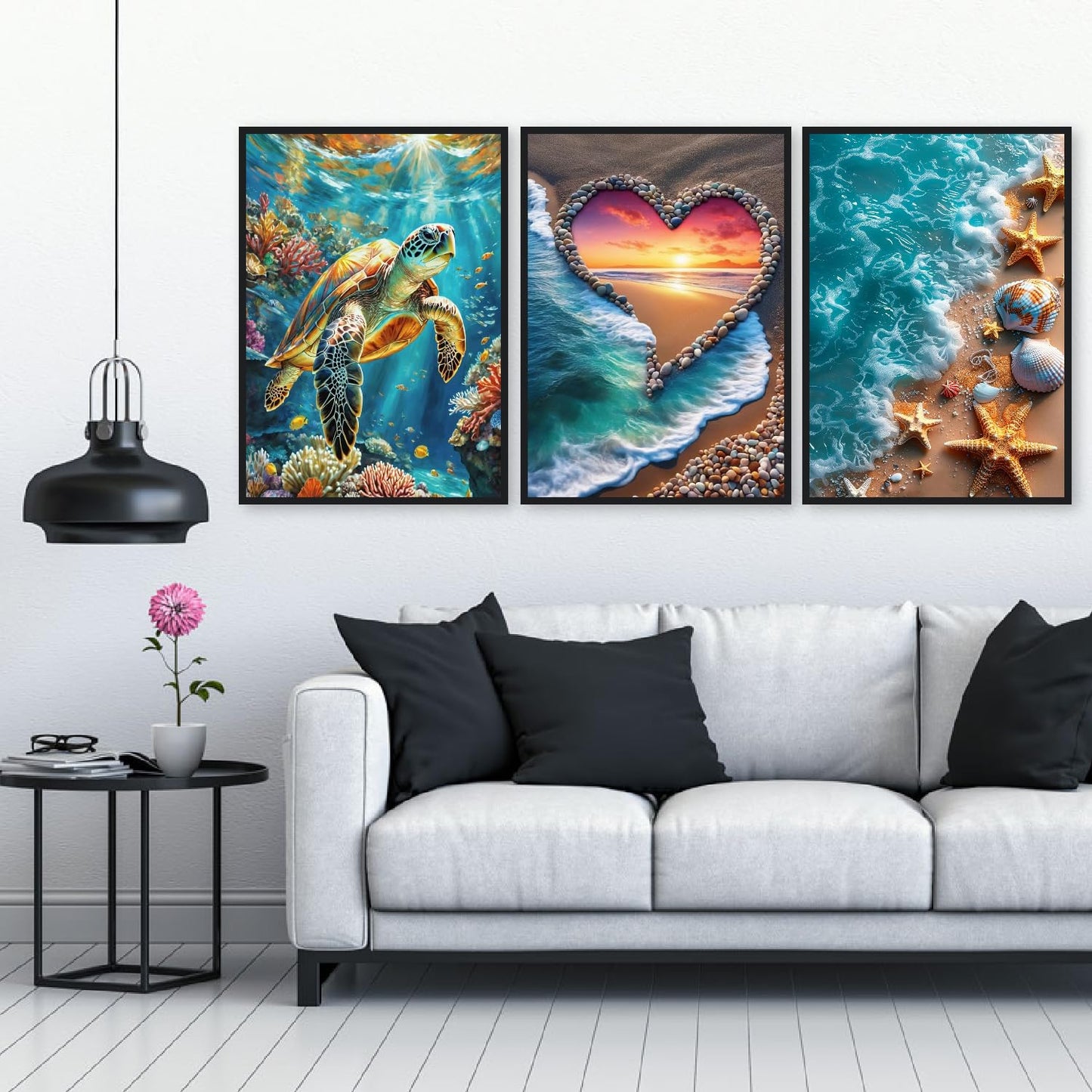 6 Pack Diamond Art Kits for Adults,Beach Diamond Painting Kits for Adults Beginner,Seascape 5D DIY Round Full Drill Gem Crystal Art,Adults Paint by Diamonds Dots for Home Wall Decor 12x16 inch