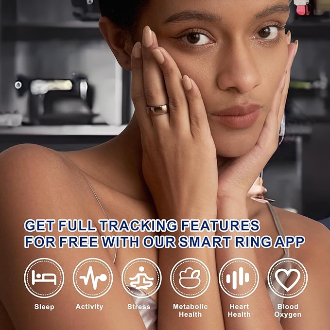 Smart Ring, Activity Trackers, Sleep Ring, Fitness Tracking, Stress Tracker, Heart Rate, Meditation, Temperature, Respiratory, No App Subscription, Women, Men, iOS, Android (Rosegold, 6)