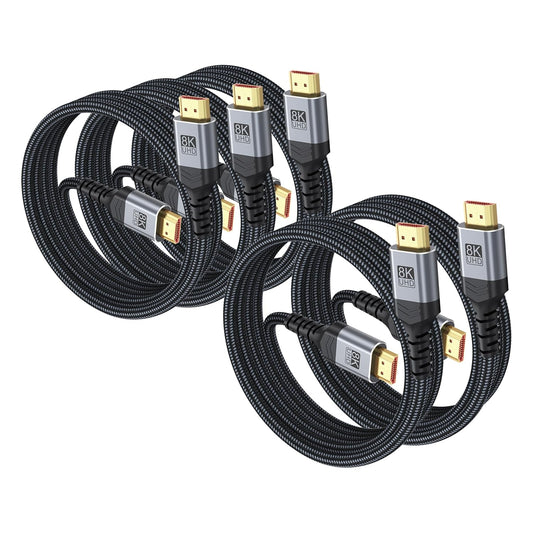 Vorothin 8K 6FT 5-Pack, 48Gbps 2.1 CL3 4K@120Hz/144Hz 8K@60Hz, HDR10, HDMI Cable High Speed Braided HDMI Rated Cord