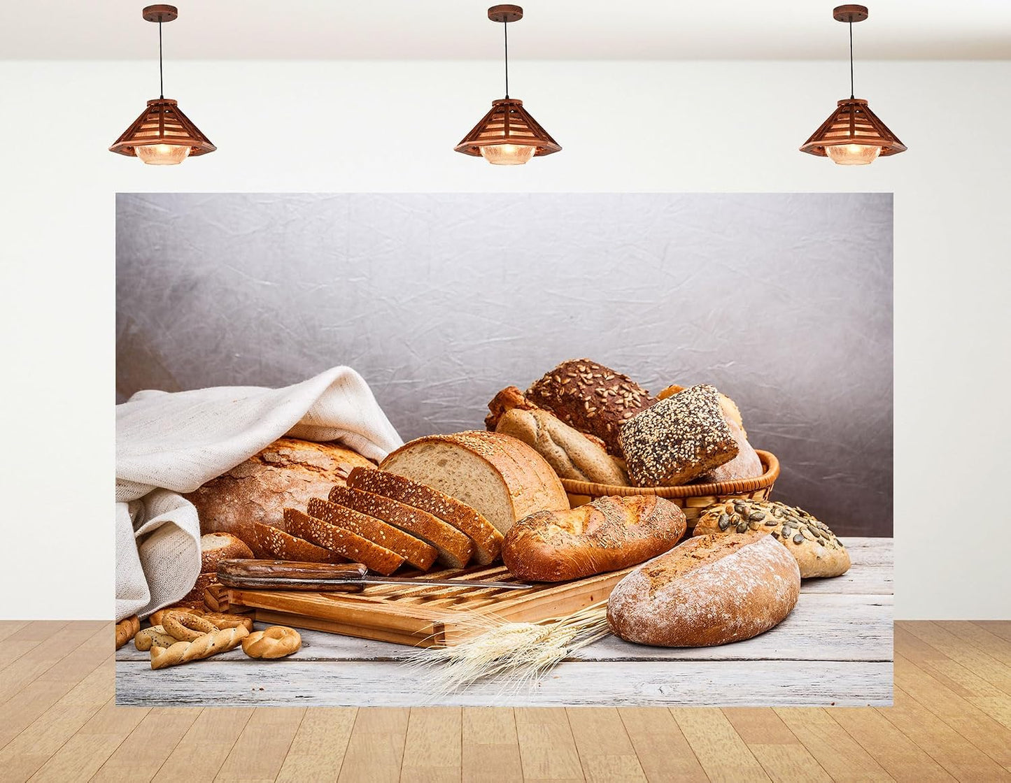 KeyWork 8x5ft Artisan Bread Assortment Backdrop Fresh Bakery Photography Background for Party Food Themed Gathering
